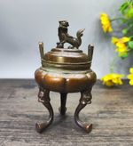 Japanese Collect Old Ancient bronze Exquisite Three legs Ruishou Incense Burner
