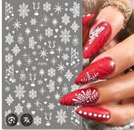 NAIL ART STICKERS SNOWFLAKES AND REINDEER  CHRISTMAS WHITE F895