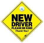 New Driver Please Be Kind Car Sign, Suction Cup Car Window Sign For New Drivers