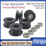 POM Nylon Bearing Roller U Type Grooved Wheel Pulleys Rail Wheel Black 5 - 10 mm