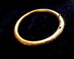 Antique Japanese Komai Damascene Gold coloured Hinged Bangle Bracelet Birds