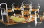 BarCraft  8Pieces Tequila Shot Glass Gift Set: Wooden Serving Tray & Salt Shaker