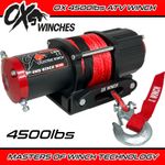 OX ELECTRIC WINCH 4500lbs (2Ton)  RED SYNTHETIC ROPE 12v - ATV / BOAT / TRAILER
