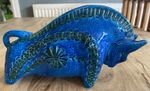Bitossi Aldo Londi Bull Rimini Blue Mid Century Vintage Italy Pottery Statue