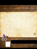 D&D Battle Grid Mat Dry Wipe PVC RPG Map 60x90cm Tan Parchment With Pens