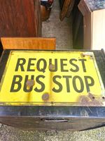 vintage enamel bus stop sign