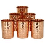 Pure Copper Tumblers Set Hammered Cups for Ayurveda Health Benefits 6Tumber