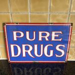Enamel Pure Drugs Sign Collectable Blue Porcelain Advertising chemist 