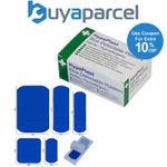 Blue Catering Waterproof Plasters Assorted Box of 100 Metal Detectable 5 Sizes