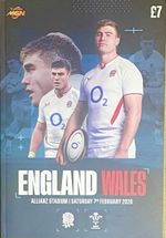 England v Wales 6 Nations Rugby Programme Allianz Stadium Slightly Match Worn