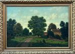 George W Drew ( American 1875-1968) : Farmhouse And Land , Oil On Canvas