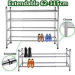 New 2/4 Tier Extendable Stackable Chrome Frame Shoe Rack Stand Storage Organiser