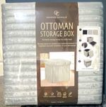 Gaveno Cavailia Ribbed Grey Foldable Stackable Storage Ottoman 38cm Square