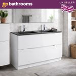 1200mm White Gloss Vanity Unit Floor Standing Bathroom Cabinet Grey Basin