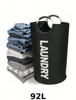 92L Foldable Fabric Laundry Basket Collapsible Clothes Hamper Bag Washing Bin