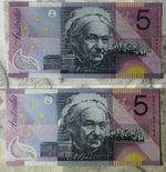 ⁠2001 $5 Centenary of Federation UNC Polymer - FIRST (AA01) & LAST (JD01) Prefix