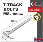 T-Slot M8 x 100mm T-Slider Bolt For 30-Series Miter Track Slot T-Track Thin head