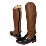 Half Chaps Brown PU Synthetic Leather Washable Horse Riding Equestrian Gaiters