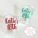 Personalised Plastic Shot Glasses / Custom birthday shot glass, Party bag filler