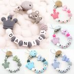 Personalised Name Dummy Clips Crown Pacifier Holder Koala Chain Shower Gifts New
