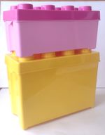 X2 LEGO DUPLO 8 STUD STACKABLE STORAGE BOXES, L35.5/D26/W18cm + L35.5/D18/W18cm