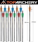 6-50Pcs 15'' Hunting Bolts Pure Carbon Arrows with 2pc 2" Vanes Archery Shooting
