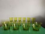 Retro Green Ribbed Plastic Tableware Set 18 Piece Tumblers Goblets Bowls