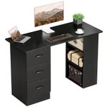 HOMCOM 120cm PC Table Workstation Computer Desk w/ Drawers, 3 Shelves Black