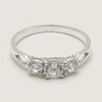 925 Sterling Silver Three Stone CZ Ring Cubic Zirconia Engagement Ring