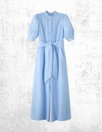 Womens ME+EM Cotton Belted Wide Leg Cheesecloth Jumpsuits Blue RRP £175