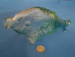 Vintage Green Glass Fish Bottle (c. 1960s)