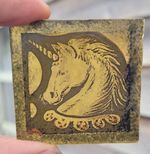 Stained Glass Unicorn traditional painted vintage fragment piece