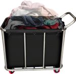 460L Commercial Laundry Cart on Wheels, Rolling Heavy Duty Stainless Steel Laund