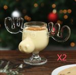 2 PCS National Lampoon’s Christmas Vacation Glass Moose Cup Griswold Moose Mugl