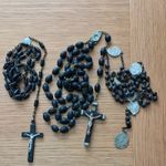 ⭐ 3 x Antique Rosary beads crucifx holy water carved   ⭐