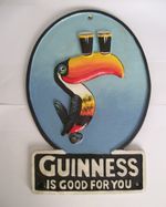 CAST IRON GUINNESS IS GOOD FOR YOU HAND PAINTED SIGN TOUCAN GLASS STOUT PUB BAR
