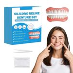 False Teeth Set Full Dentures,Adjustable Silicone Dentures to Fit Over Existing