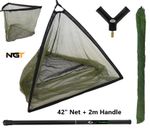 42" Inch Carp Landing Net with Metal Spreader V Block + Stink Bag + 2m Handle