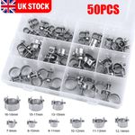 50Pcs Mini Hose Clip Stainless Clamp Fuel Line Petrol Pipe Clamps Clips 9-18mm