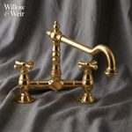 Antique Gold Kitchen Mixer Crosshead Tap Ideal for Belfast Butler Sink