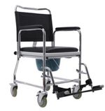 Mobile commode chair wheelchair with footrests and wheel breaks glide about 