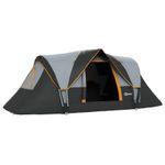 Outsunny 5-6 Man Camping Tent with Bag, Fibreglass and Steel Frame, Grey
