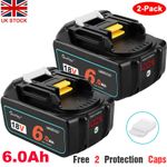 2x For Makita 18V BL1860B 18Volt 6.0Ah LXT Li-Ion Cordless Battery BL1830 BL1850