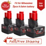3-Pack For Milwaukee M12 LI-ION XC 9.0Ah High Capacity Battery 12V 48-11-2402