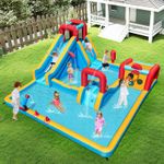 Inflatable Double Water Slide Park 9-in-1 Giant Bounce House Blower Excluded