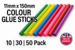 11mm x 150mm Coloured Hot Melt Glue Sticks | Hobby Craft DIY | Blue Green Pink