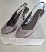 Vintage Laura Ashley Shoes in Silver Satin - Size 7 with original box
