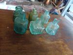 A Collection Of 6 Glass Ink Wells. Condition As Shown