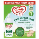 6 x 70ml Cow & Gate 1 First Infant Milk Formula Liquid Starter Pack from Birth