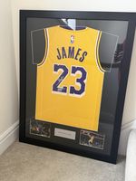 LeBron James Los Angeles Lakers Basketball Framed Jersey & Signature No COA
